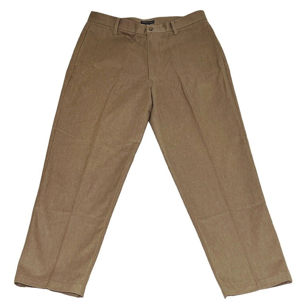 Cambridge Classics Mens Tan Flat‎ Front Dress Pants Size 36x32